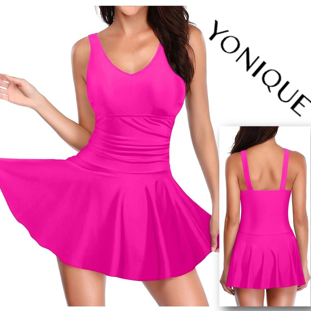 YONIQUE Hot Pink Swim Dress 🏖️🏖️ NEW WITH TAGS!!